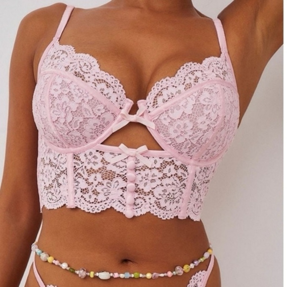 For Love And Lemons Pink Lace bustier